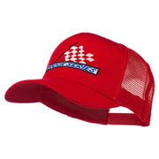 Truck Series Racing Flag Embroidered Mesh Back Cap