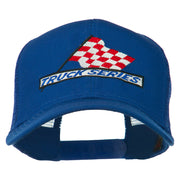 Truck Series Racing Flag Embroidered Mesh Back Cap