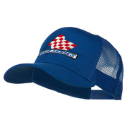 Truck Series Racing Flag Embroidered Mesh Back Cap