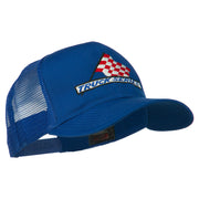 Truck Series Racing Flag Embroidered Mesh Back Cap