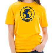 Travel the World Graphic Design Printed Short Sleeve Cotton Jersey T-Shirt