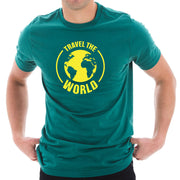 Travel the World Graphic Design Printed Short Sleeve Cotton Jersey T-Shirt