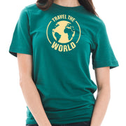 Travel the World Graphic Design Printed Short Sleeve Cotton Jersey T-Shirt