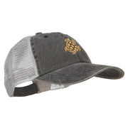 Turtle Shape Embroidered Washed Trucker Cap