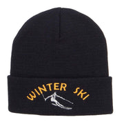 Winter Ski Embroidered Long Beanie