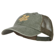 Turtle Shape Embroidered Washed Trucker Cap