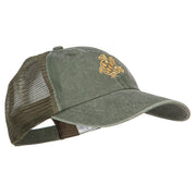 Turtle Shape Embroidered Washed Trucker Cap