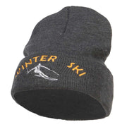 Winter Ski Embroidered Long Beanie