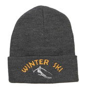 Winter Ski Embroidered Long Beanie