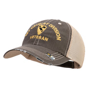 U.S. Army 1st Cavalry Division Embroidered Low Profile Special Cotton Mesh Cap - Brown-Khaki OSFM