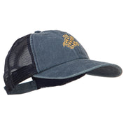 Turtle Shape Embroidered Washed Trucker Cap