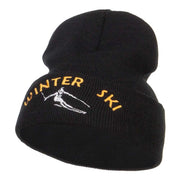 Winter Ski Embroidered Long Beanie