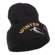 Winter Ski Embroidered Long Beanie