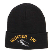 Winter Ski Embroidered Long Beanie