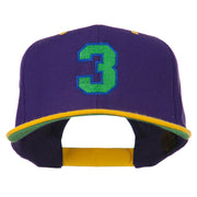 Athletic Number 3 Embroidered Classic Two Tone Cap