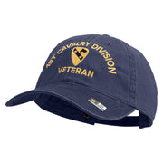 U.S. Army 1st Cavalry Division Embroidered Washed Solid Pigment Dyed Cotton Twill Brass Buckle Cap - Navy OSFM