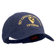 U.S. Army 1st Cavalry Division Embroidered Washed Solid Pigment Dyed Cotton Twill Brass Buckle Cap - Navy OSFM