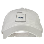 Utah with Map Outline Embroidered Washed Cotton Twill Cap