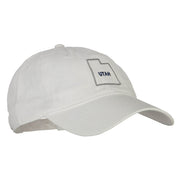 Utah with Map Outline Embroidered Washed Cotton Twill Cap