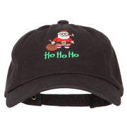 Ho Ho Ho Santa Embroidered Unstructured Washed Cap