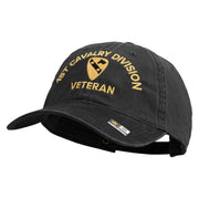 U.S. Army 1st Cavalry Division Embroidered Washed Solid Pigment Dyed Cotton Twill Brass Buckle Cap - Black OSFM
