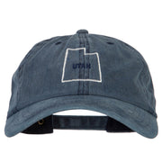 Utah with Map Outline Embroidered Washed Cotton Twill Cap