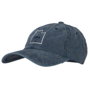 Utah with Map Outline Embroidered Washed Cotton Twill Cap