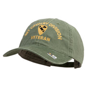 U.S. Army 1st Cavalry Division Embroidered Washed Solid Pigment Dyed Cotton Twill Brass Buckle Cap - Olive OSFM