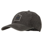 Utah with Map Outline Embroidered Washed Cotton Twill Cap