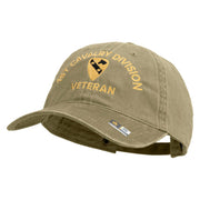 U.S. Army 1st Cavalry Division Embroidered Washed Solid Pigment Dyed Cotton Twill Brass Buckle Cap - Khaki OSFM