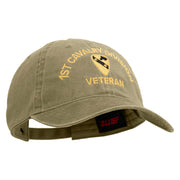 U.S. Army 1st Cavalry Division Embroidered Washed Solid Pigment Dyed Cotton Twill Brass Buckle Cap - Khaki OSFM