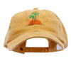 Sunset and Palm Trees Embroidered Pigment Dyed Wash Cap