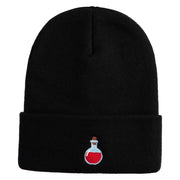 Magic Potion Bottle Embroidered 12" Acrylic Long Beanie - Black OSFM