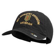 U.S. Army 1st Infantry Division Embroidered Washed Solid Pigment Dyed Cotton Twill Brass Buckle Cap - Black OSFM