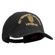 U.S. Army 1st Infantry Division Embroidered Washed Solid Pigment Dyed Cotton Twill Brass Buckle Cap - Black OSFM