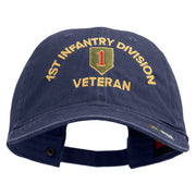 U.S. Army 1st Infantry Division Embroidered Washed Solid Pigment Dyed Cotton Twill Brass Buckle Cap - Navy OSFM