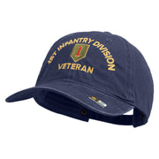 U.S. Army 1st Infantry Division Embroidered Washed Solid Pigment Dyed Cotton Twill Brass Buckle Cap - Navy OSFM