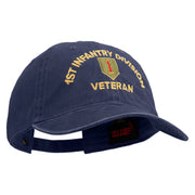 U.S. Army 1st Infantry Division Embroidered Washed Solid Pigment Dyed Cotton Twill Brass Buckle Cap - Navy OSFM