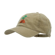 Sunset and Palm Trees Embroidered Pigment Dyed Wash Cap