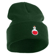 Magic Potion Bottle Embroidered 12" Acrylic Long Beanie - Dark Green OSFM