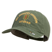 U.S. Army 1st Infantry Division Embroidered Washed Solid Pigment Dyed Cotton Twill Brass Buckle Cap - Olive OSFM