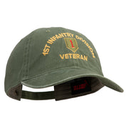 U.S. Army 1st Infantry Division Embroidered Washed Solid Pigment Dyed Cotton Twill Brass Buckle Cap - Olive OSFM