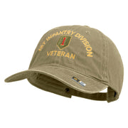 U.S. Army 1st Infantry Division Embroidered Washed Solid Pigment Dyed Cotton Twill Brass Buckle Cap - Khaki OSFM