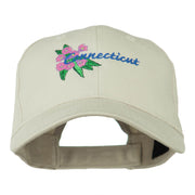 USA State Connecticut Flower Embroidered Low Profile Cotton Cap