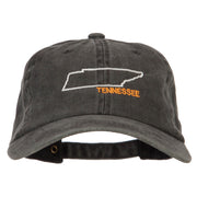 Tennessee with Map Outline Embroidered Washed Cotton Twill Cap