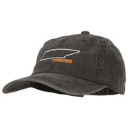 Tennessee with Map Outline Embroidered Washed Cotton Twill Cap