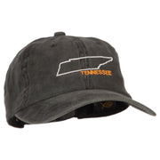 Tennessee with Map Outline Embroidered Washed Cotton Twill Cap