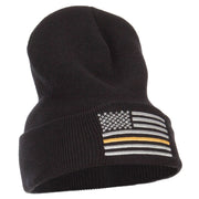 Thin Yellow Line USA Flag Embroidered Long Beanie