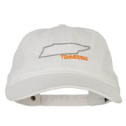 Tennessee with Map Outline Embroidered Washed Cotton Twill Cap