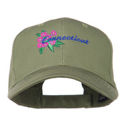 USA State Connecticut Flower Embroidered Low Profile Cotton Cap